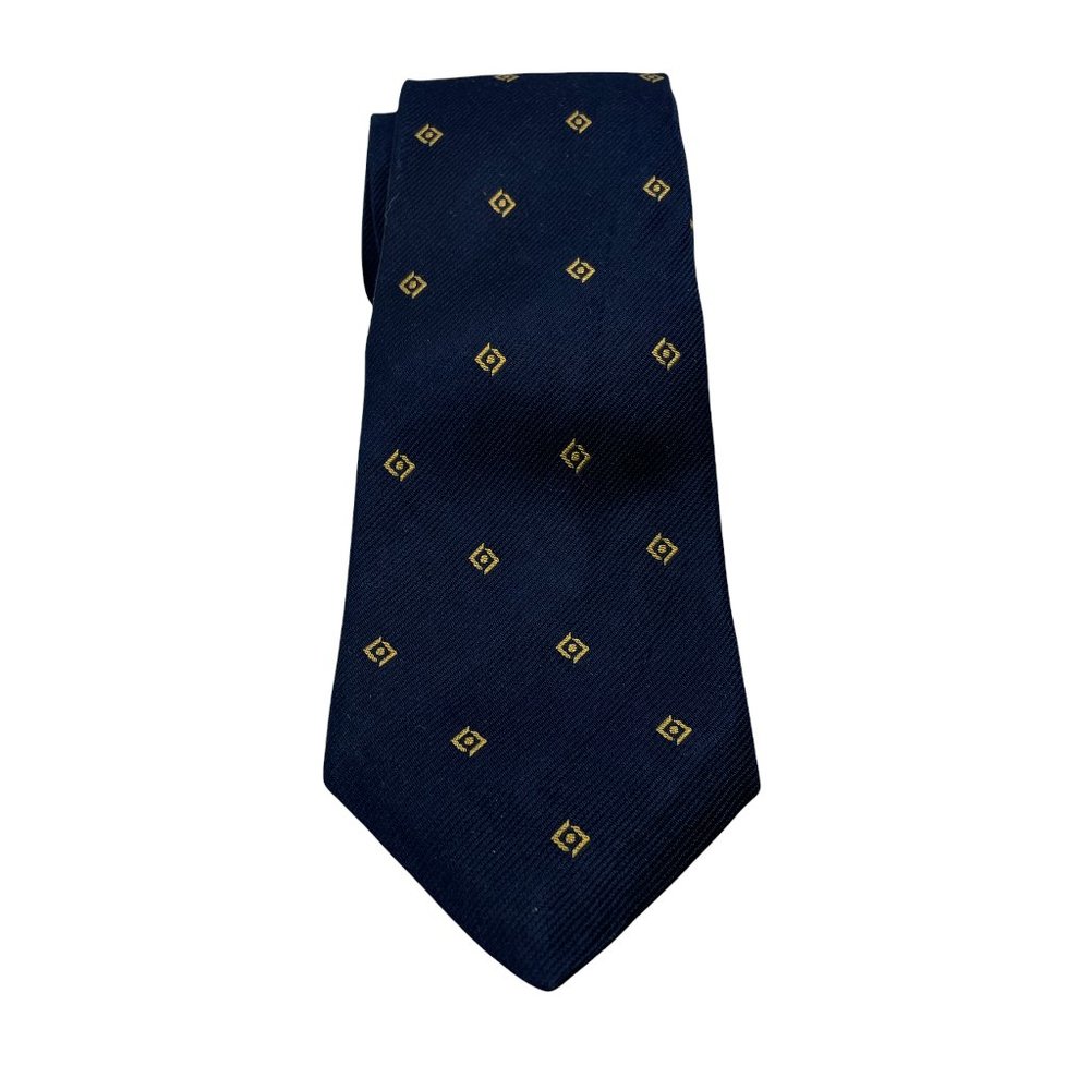 Barnard Maine Men's Navy Blue Motif Silk Neck Tie